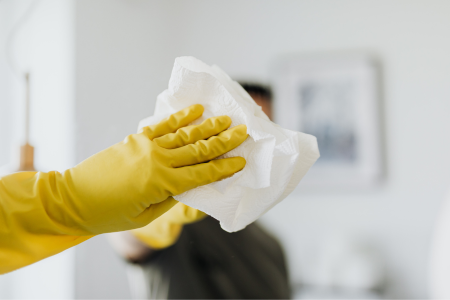 professional house cleaning wiping surface